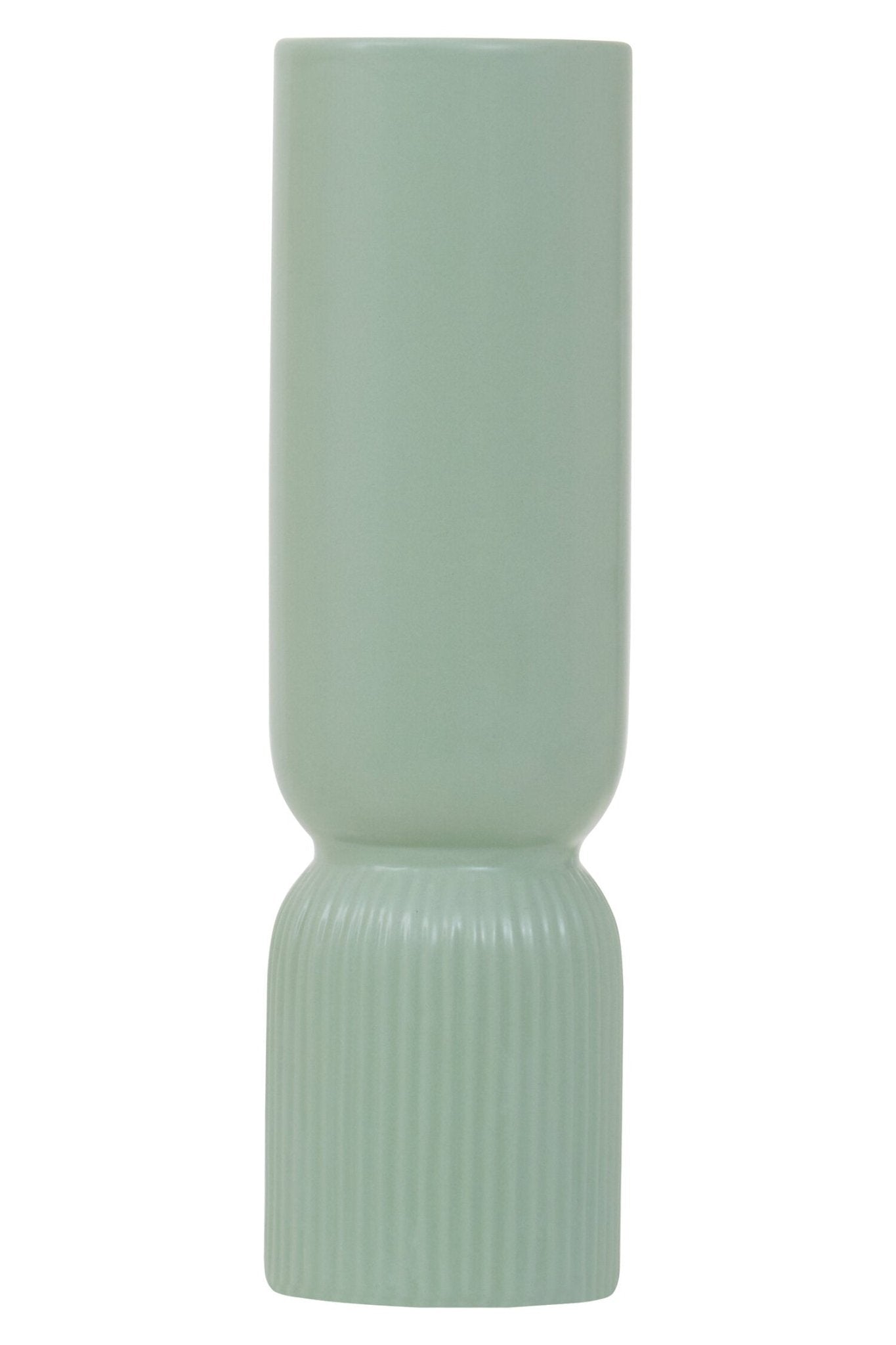 Fia Sage Green Ribbed Ceramic Vase | Luxury Home Accessories | Heulog Glow