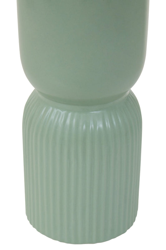 Fia Sage Green Ribbed Ceramic Vase | Luxury Home Accessories | Heulog Glow