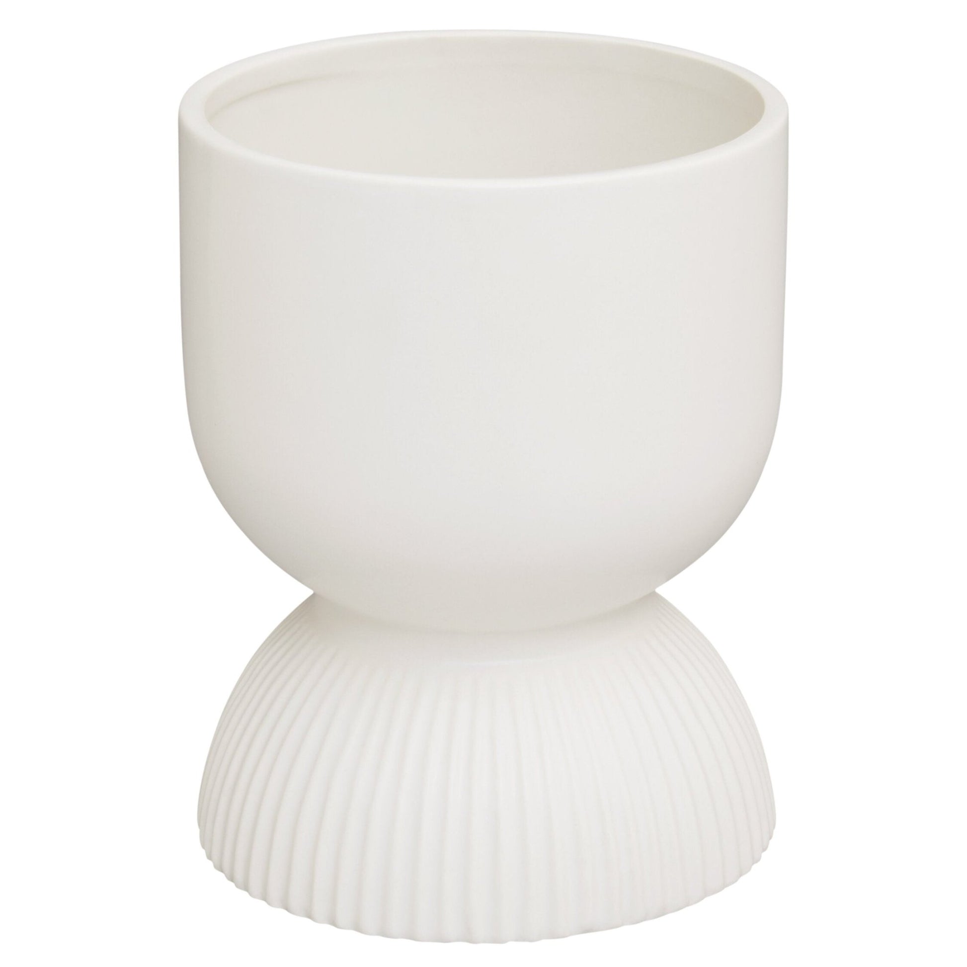 Fia White Ribbed Ceramic Planter | Luxury Home Accessories | Heulog Glow