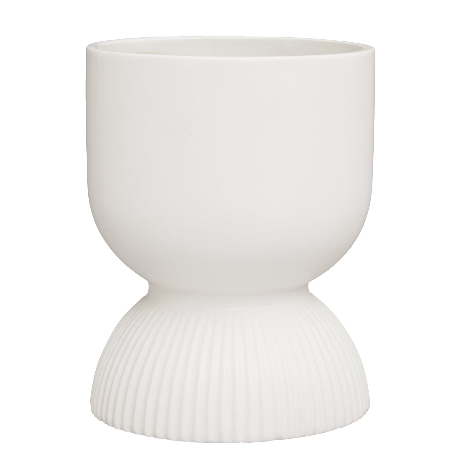 Fia White Ribbed Ceramic Planter | Luxury Home Accessories | Heulog Glow