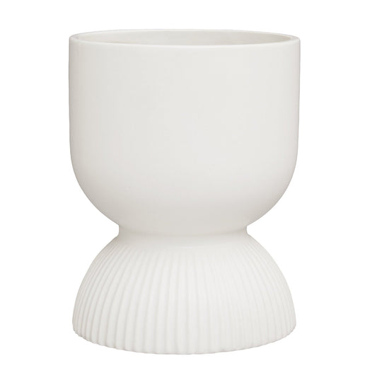 Fia White Ribbed Ceramic Planter | Luxury Home Accessories | Heulog Glow