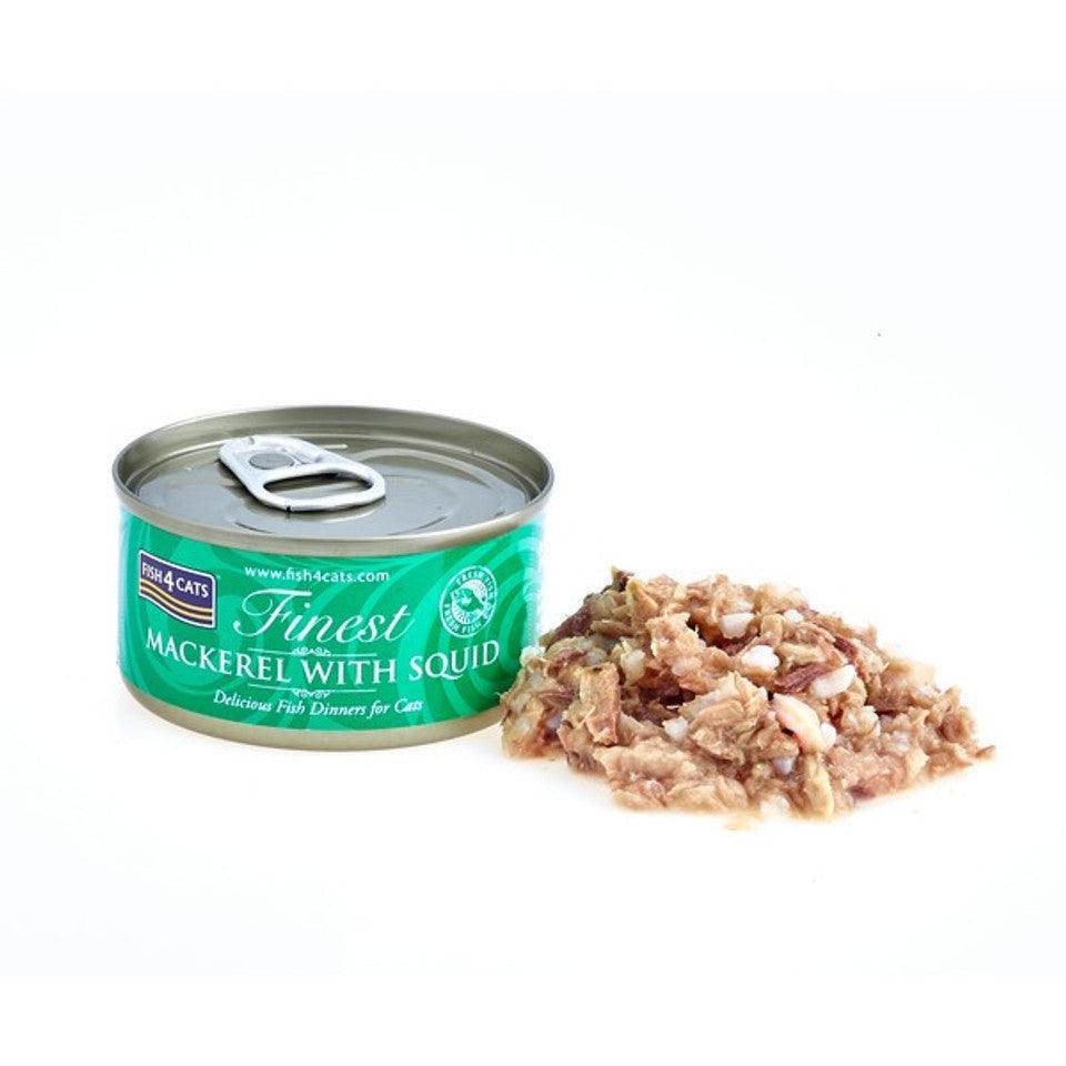 Fish4Cats Finest Mackerel With Squid BUY 9 GET 1 FREE! 70g x 10 | Luxury Home Accessories | Heulog Glow