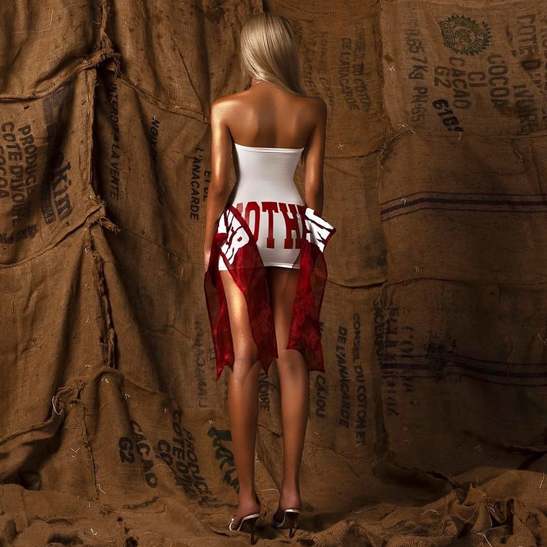 Fitted Waist Elegant Letter-printed Tube Top Mini Dress | Luxury Home Accessories | Heulog Glow