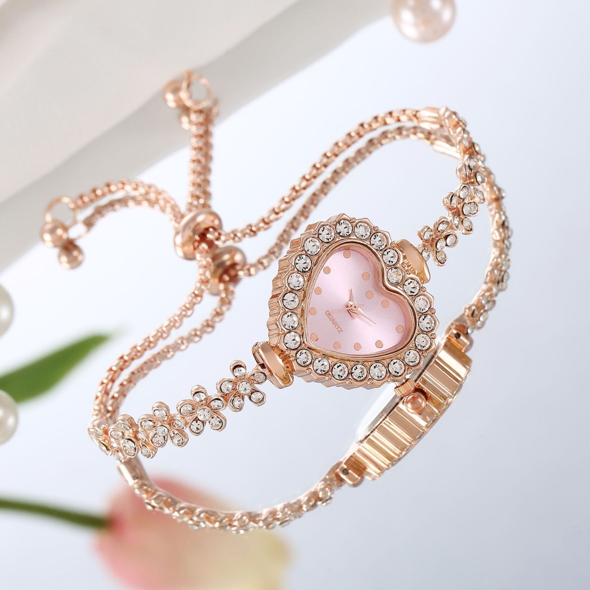 Flower Chain Diamond-embedded Love Women's Elegant All-match Watch | Luxury Home Accessories | Heulog Glow