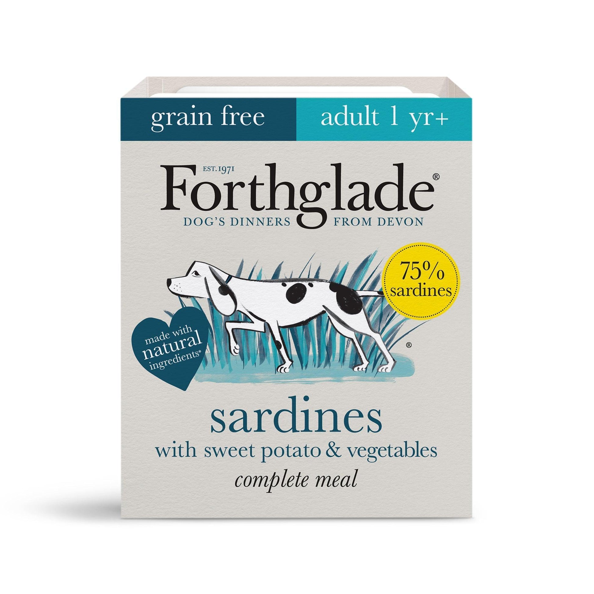 Forthglade Adult Complete Grain Free Sardines Trays 18 x 395g | Luxury Home Accessories | Heulog Glow