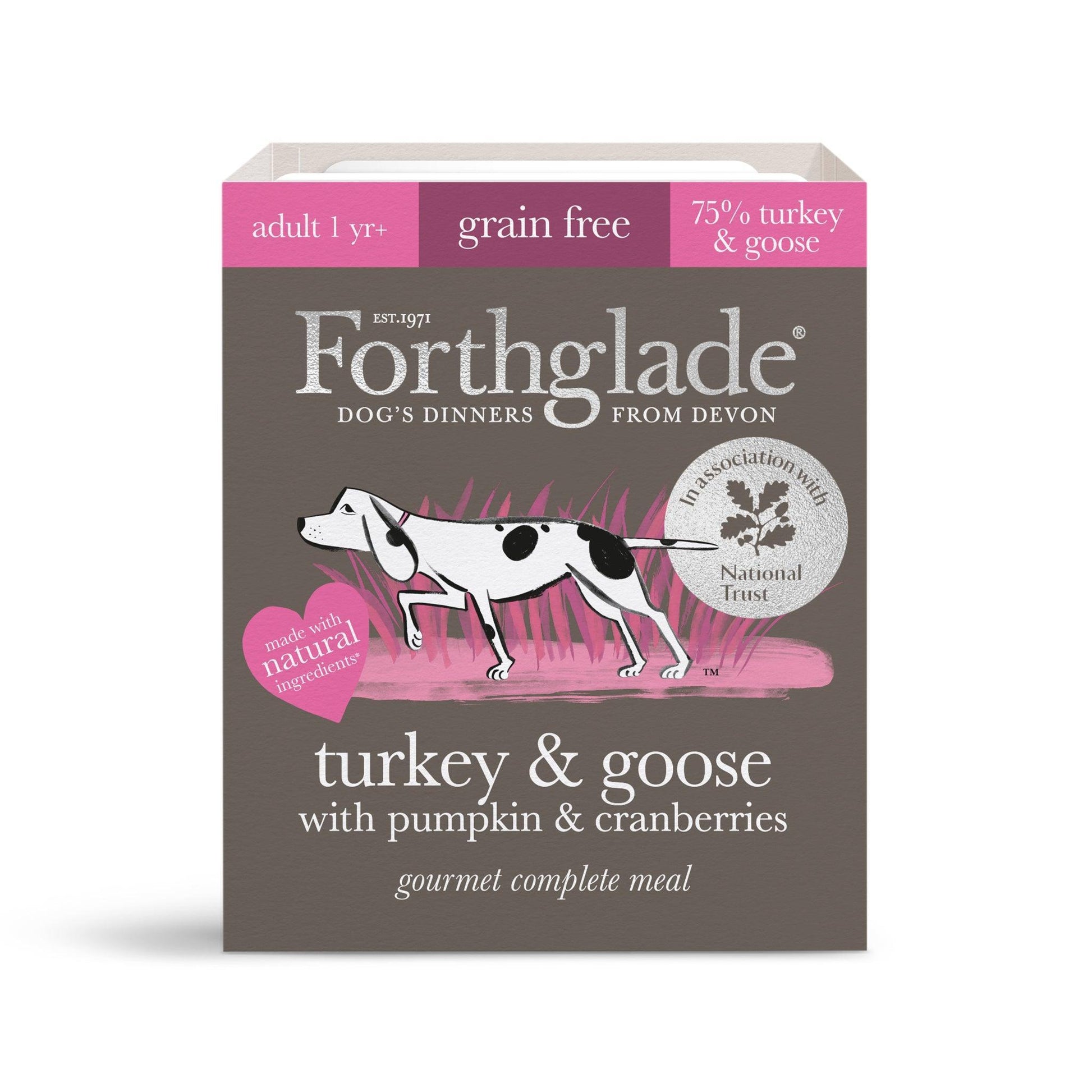 Forthglade Adult Gourmet Grain Free Turkey & Goose with Pumpkin & Cranberry Trays 7x395g | Luxury Home Accessories | Heulog Glow