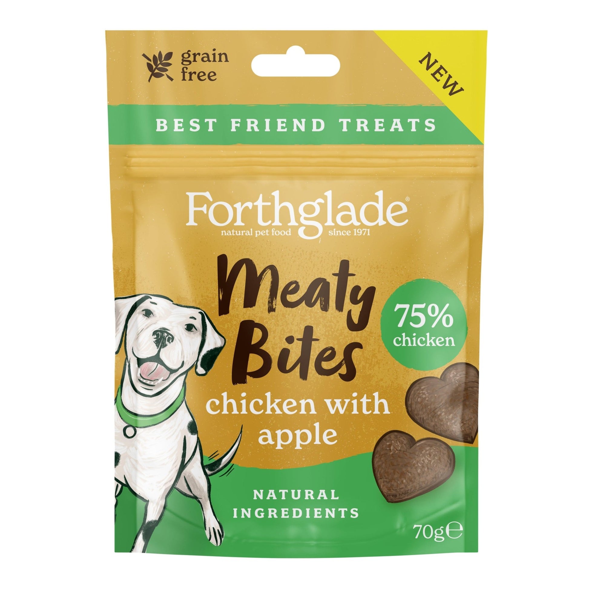 Forthglade Meaty Bites Grain Free Chicken with Apple Treats 70g | Luxury Home Accessories | Heulog Glow