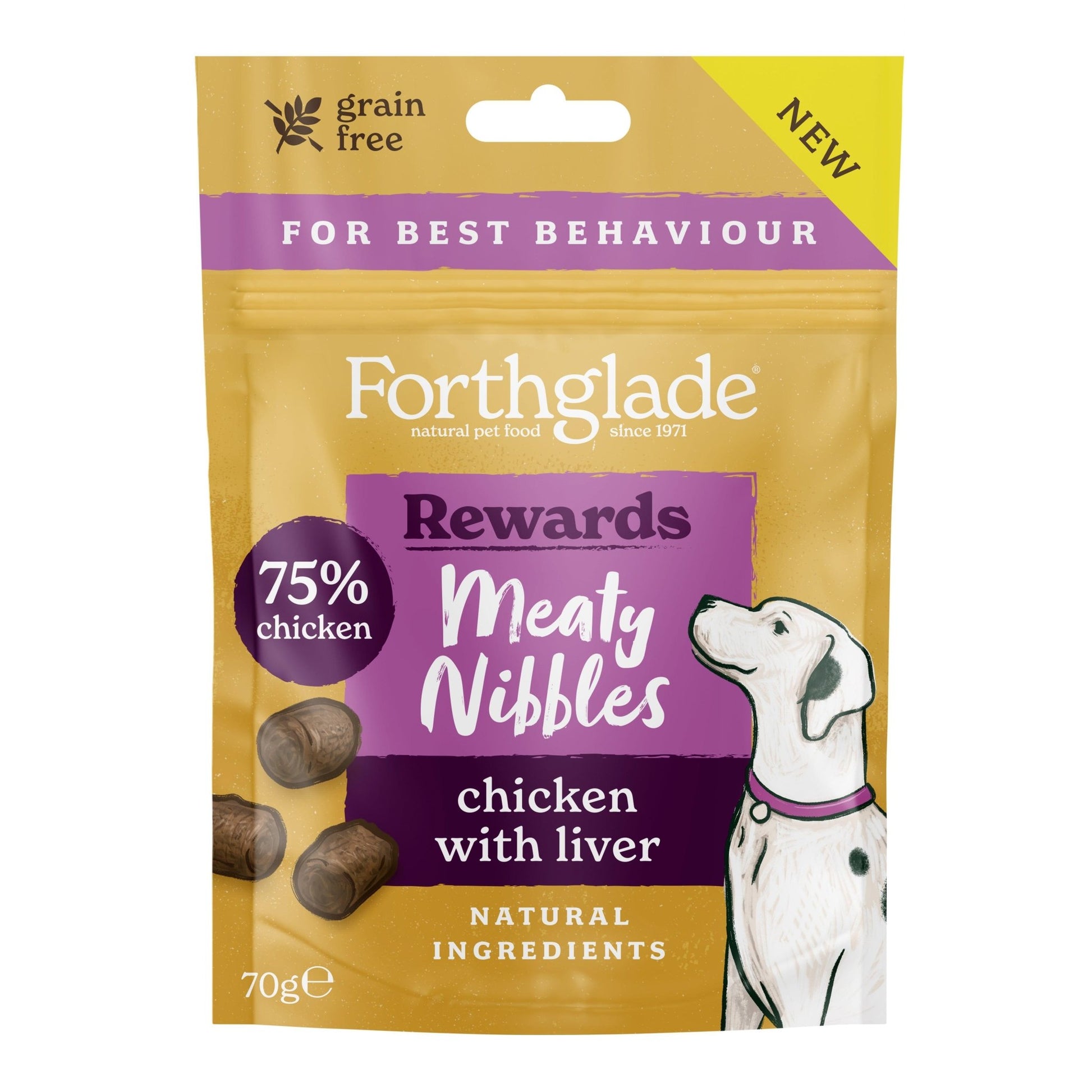 Forthglade Meaty Nibbles Grain Free Chicken with Liver Treats 70g | Luxury Home Accessories | Heulog Glow