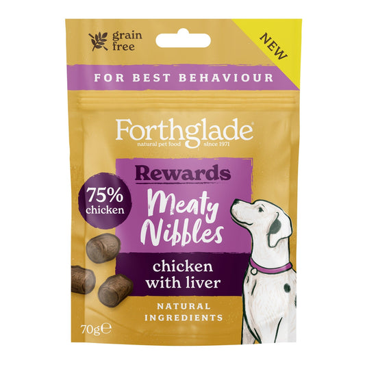 Forthglade Meaty Nibbles Grain Free Chicken with Liver Treats 70g | Luxury Home Accessories | Heulog Glow