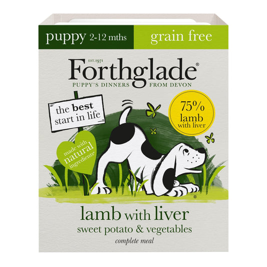 Forthglade Puppy Complete Grain Free Lamb with Liver & Veg Trays 18 x 395g | Luxury Home Accessories | Heulog Glow