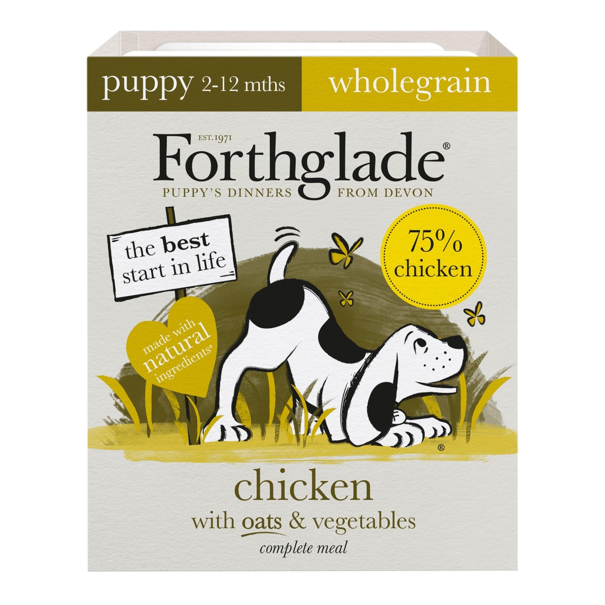 Forthglade Puppy Complete Wholegrain Chicken with Oats & Veg Trays 18 x 395g | Luxury Home Accessories | Heulog Glow