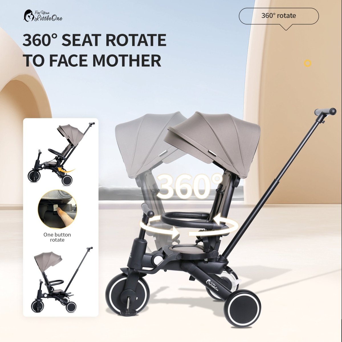 Foryourlittleone Xplor Ultimate 6 in 1 Foldable Trike - Pastel Pink (10m-4y) | Luxury Home Accessories | Heulog Glow