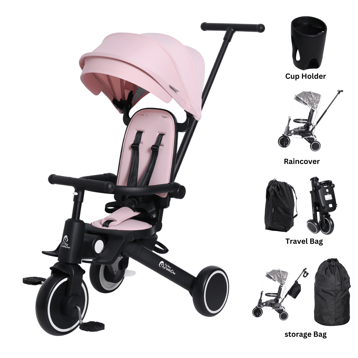 Foryourlittleone Xplor Ultimate 6 in 1 Foldable Trike - Pastel Pink (10m-4y) | Luxury Home Accessories | Heulog Glow