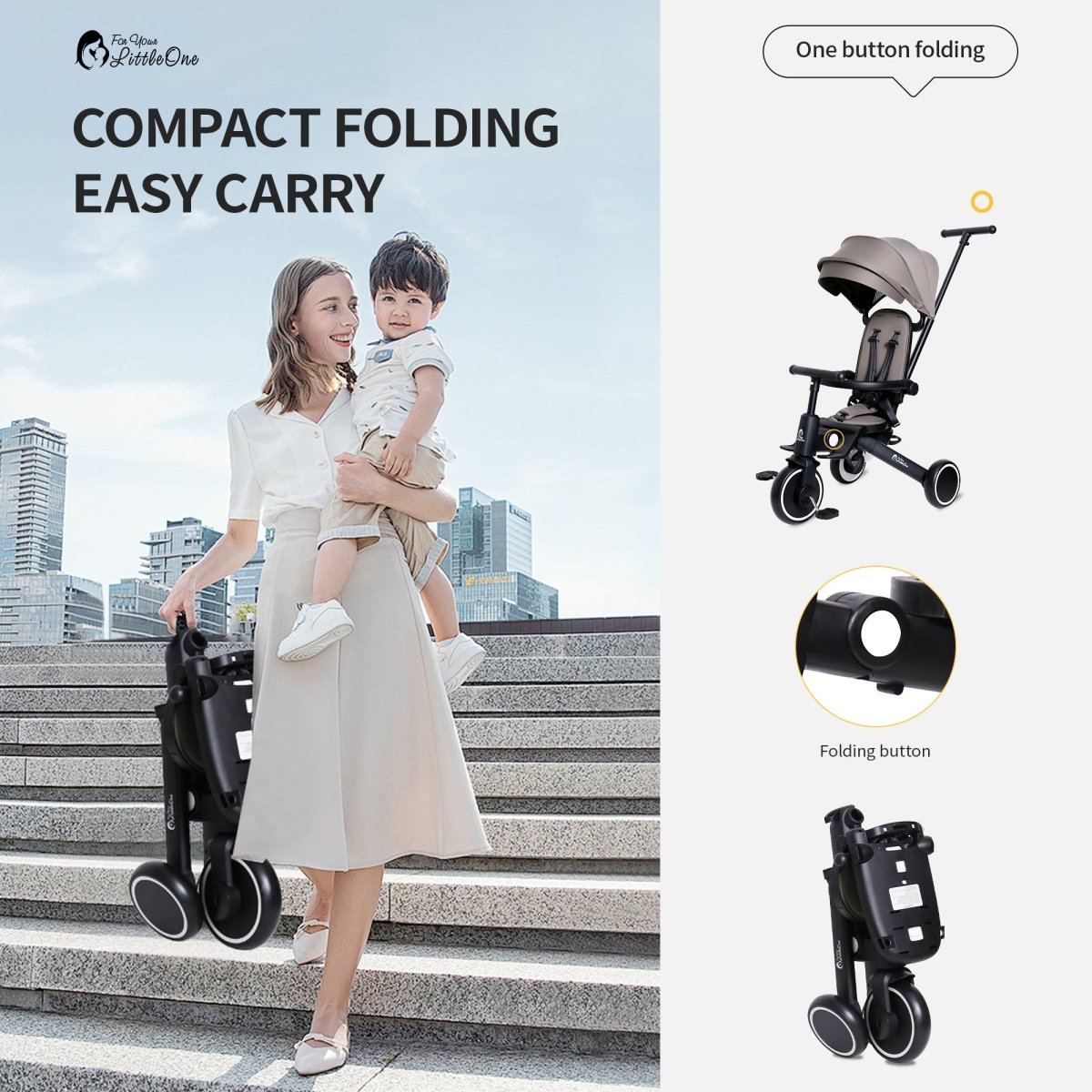 Foryourlittleone Xplor Ultimate 6 in 1 Foldable Trike - Pastel Pink (10m-4y) | Luxury Home Accessories | Heulog Glow