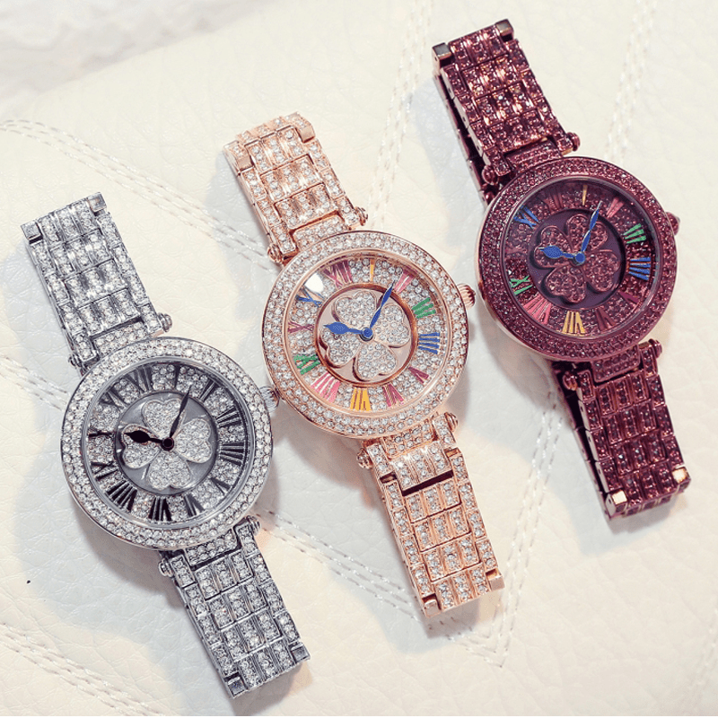 Four-leaf clover watch female student steel belt to run women's watch full diamond waterproof fashion Korean fashion fashion watch | Luxury Home Accessories | Heulog Glow