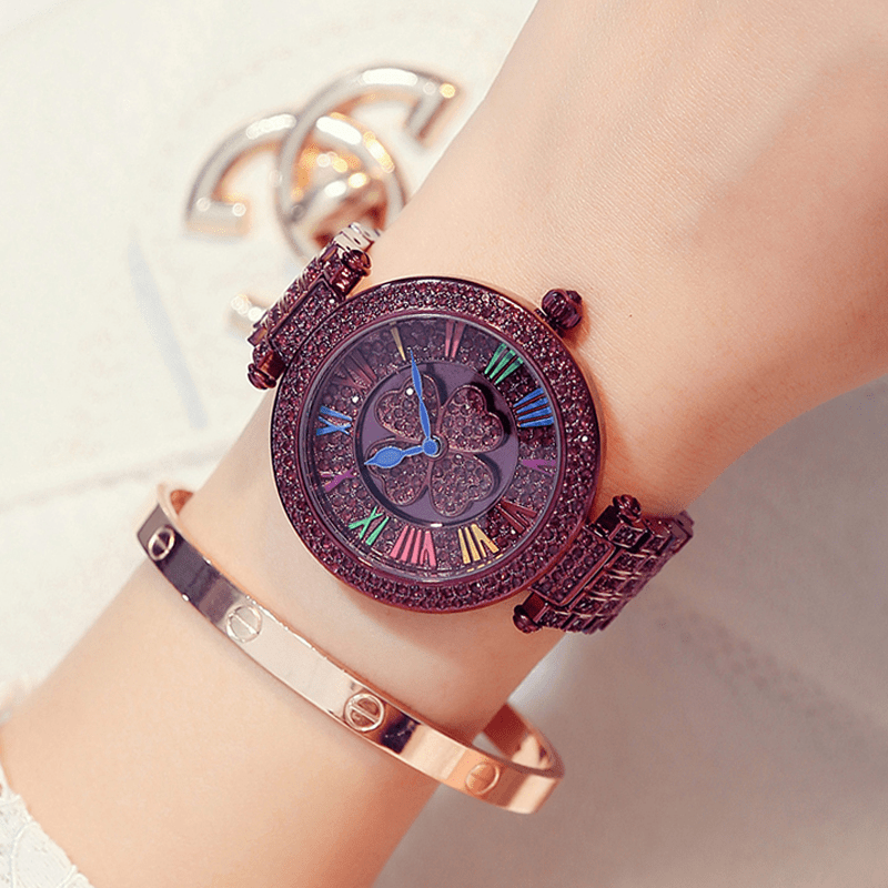 Four-leaf clover watch female student steel belt to run women's watch full diamond waterproof fashion Korean fashion fashion watch | Luxury Home Accessories | Heulog Glow