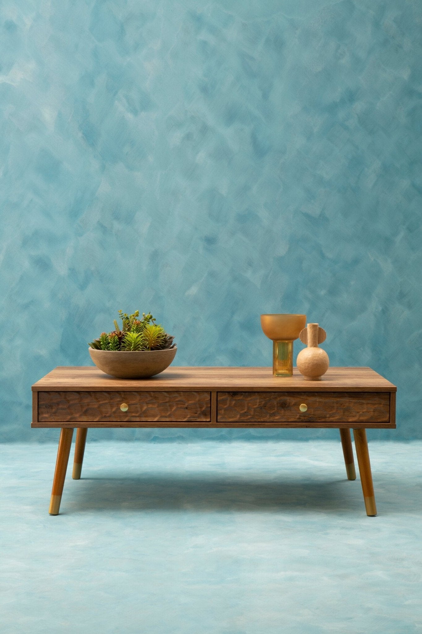Frida Wood Veneer Coffee Table with 2 Drawers | Luxury Home Accessories | Heulog Glow