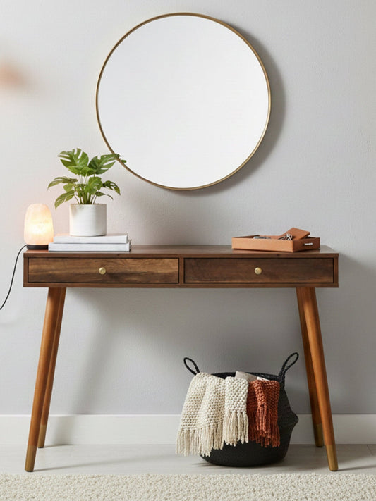 Frida Wood Veneer Console Table with 2 Drawers | Luxury Home Accessories | Heulog Glow