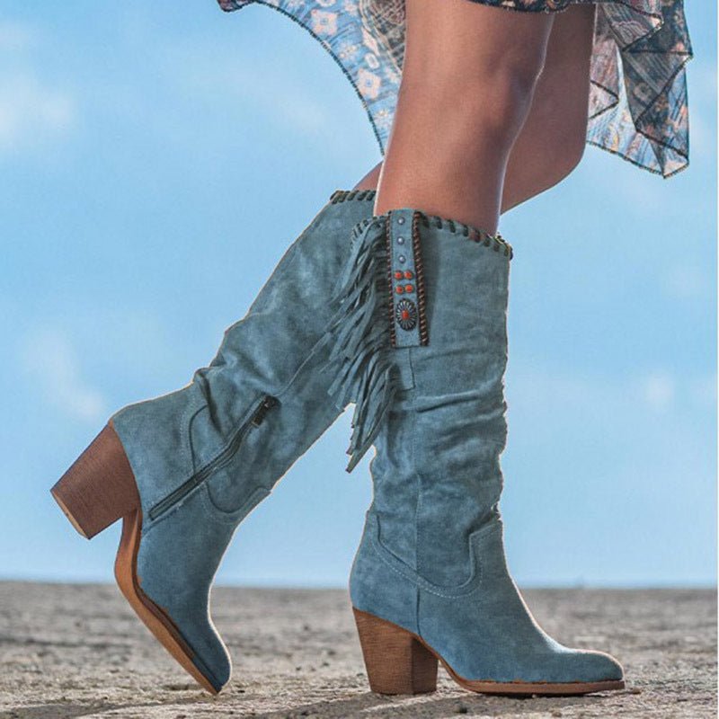 Frosted high-tube fringed women's boots | Luxury Home Accessories | Heulog Glow