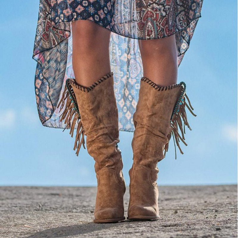 Frosted high-tube fringed women's boots | Luxury Home Accessories | Heulog Glow
