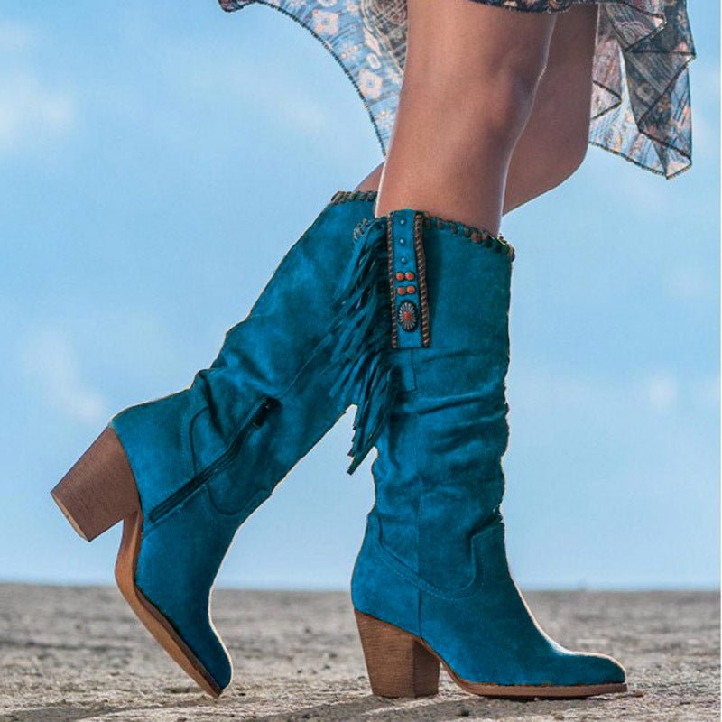 Frosted high-tube fringed women's boots | Luxury Home Accessories | Heulog Glow
