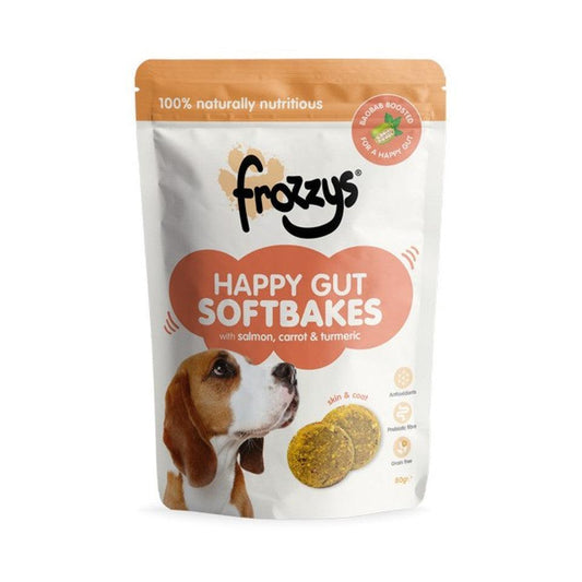 Frozzys Happy Gut Softbakes Boosted with BAOBAB - Salmon, Carrot & Tumeric Flavour 80g | Luxury Home Accessories | Heulog Glow