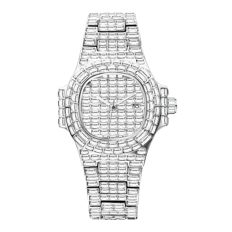 Full Square Diamond Casual Trend Waterproof Calendar Quartz Watch | Luxury Home Accessories | Heulog Glow