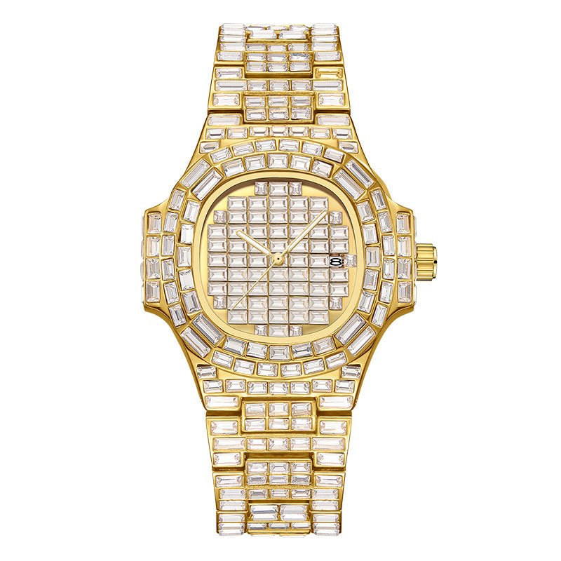 Full Square Diamond Casual Trend Waterproof Calendar Quartz Watch | Luxury Home Accessories | Heulog Glow