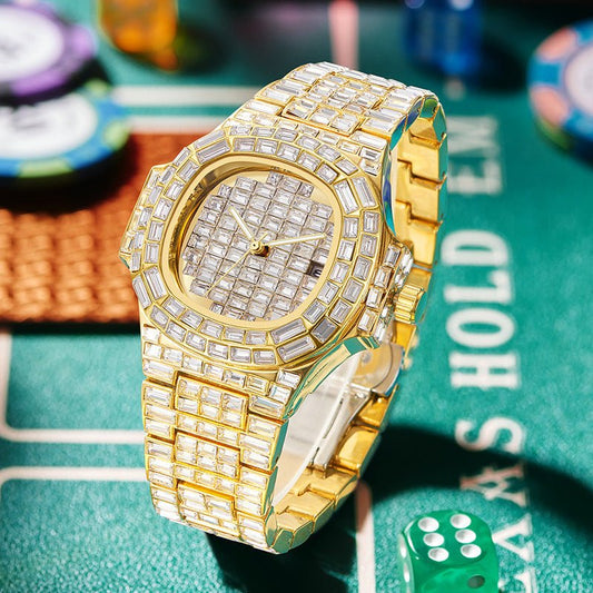 Full Square Diamond Casual Trend Waterproof Calendar Quartz Watch | Luxury Home Accessories | Heulog Glow