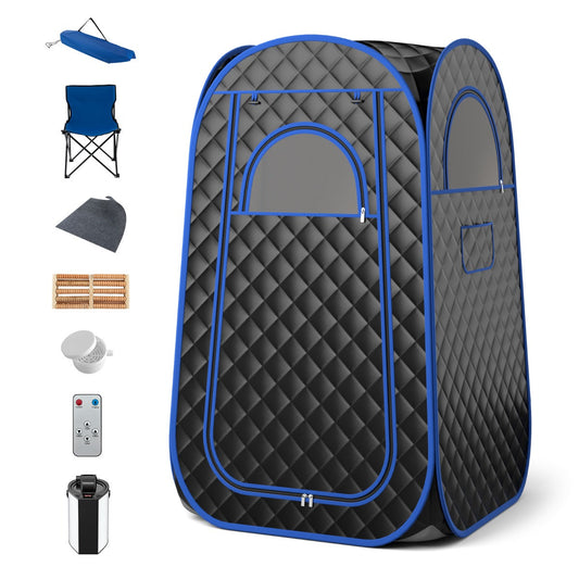 Full Body Steam Sauna Tent with 3L Steam Generator for Single Person-Black