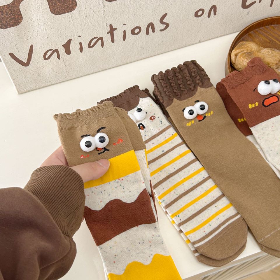 Funny Couple Cute Cartoon Big Stereo Eyes Tube Socks | Luxury Home Accessories | Heulog Glow