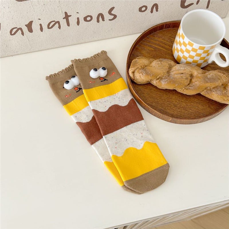 Funny Couple Cute Cartoon Big Stereo Eyes Tube Socks | Luxury Home Accessories | Heulog Glow