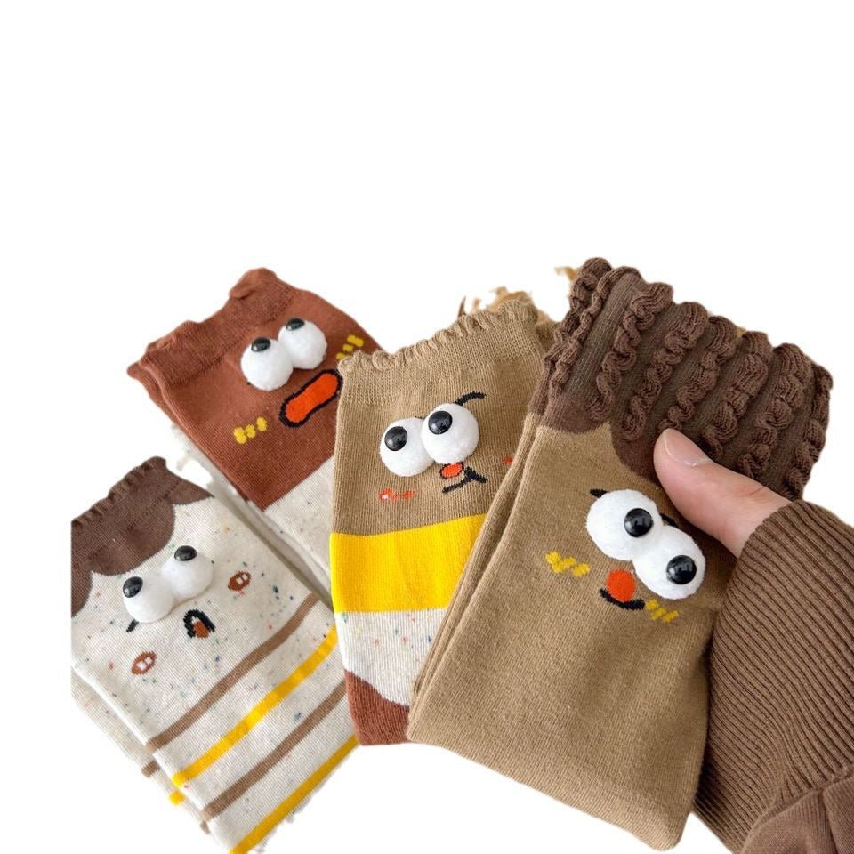 Funny Couple Cute Cartoon Big Stereo Eyes Tube Socks | Luxury Home Accessories | Heulog Glow