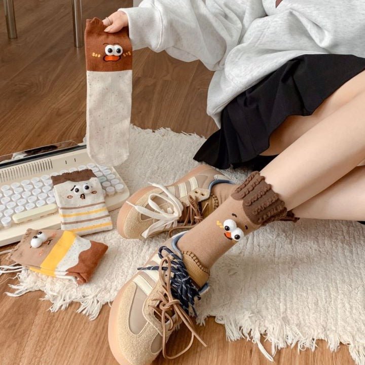 Funny Couple Cute Cartoon Big Stereo Eyes Tube Socks | Luxury Home Accessories | Heulog Glow