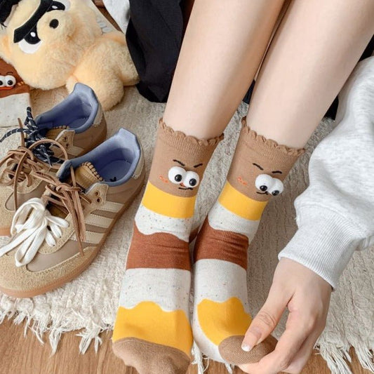 Funny Couple Cute Cartoon Big Stereo Eyes Tube Socks | Luxury Home Accessories | Heulog Glow