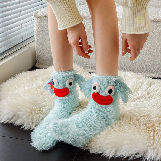 Funny Plush Mid-calf Length Thermal Room Socks | Luxury Home Accessories | Heulog Glow