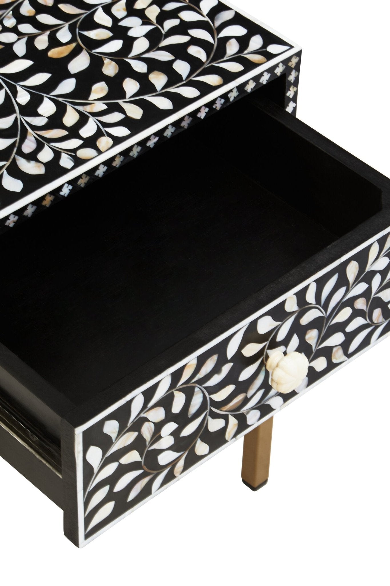 Fusion 1 Drawer Side Table with Bone Inlay | Luxury Home Accessories | Heulog Glow