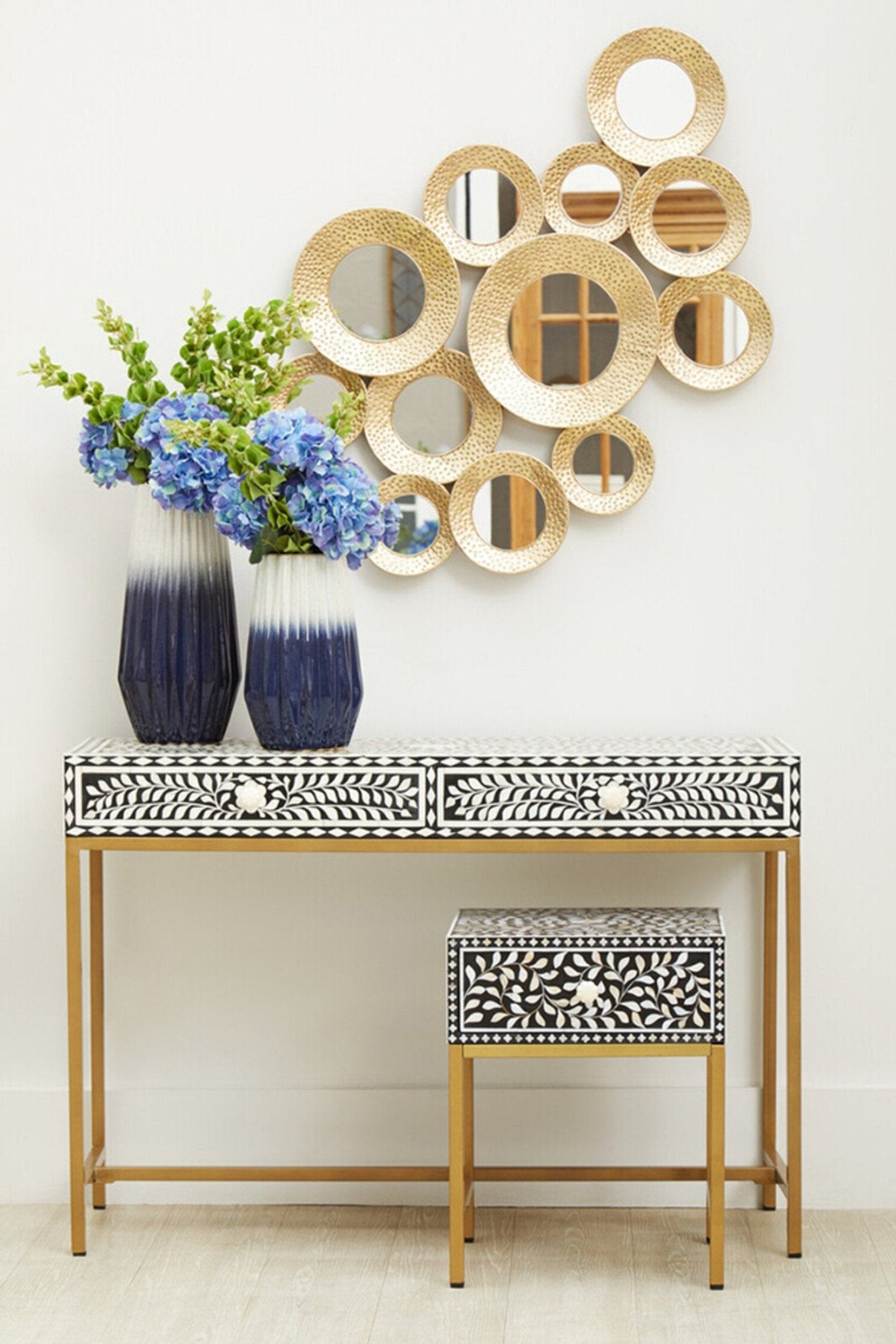 Fusion 1 Drawer Side Table with Bone Inlay | Luxury Home Accessories | Heulog Glow