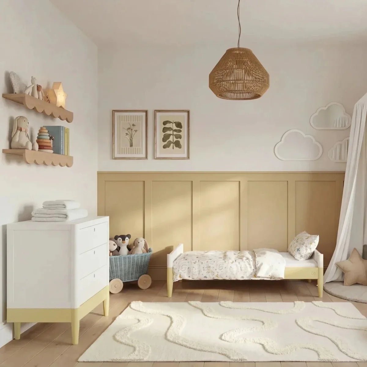 Gaia Baby Eos Dresser - Primrose Yellow/White | Luxury Home Accessories | Heulog Glow