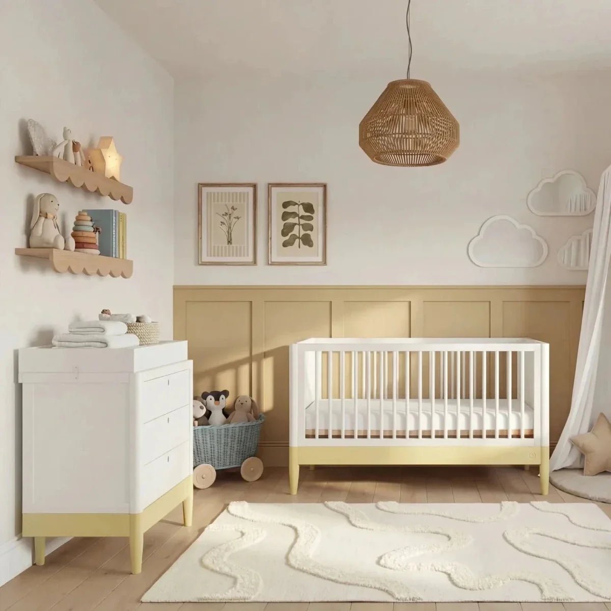 Gaia Baby Eos Dresser - Primrose Yellow/White | Luxury Home Accessories | Heulog Glow