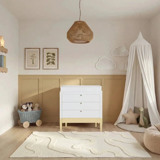 Gaia Baby Eos Dresser - Primrose Yellow/White | Luxury Home Accessories | Heulog Glow