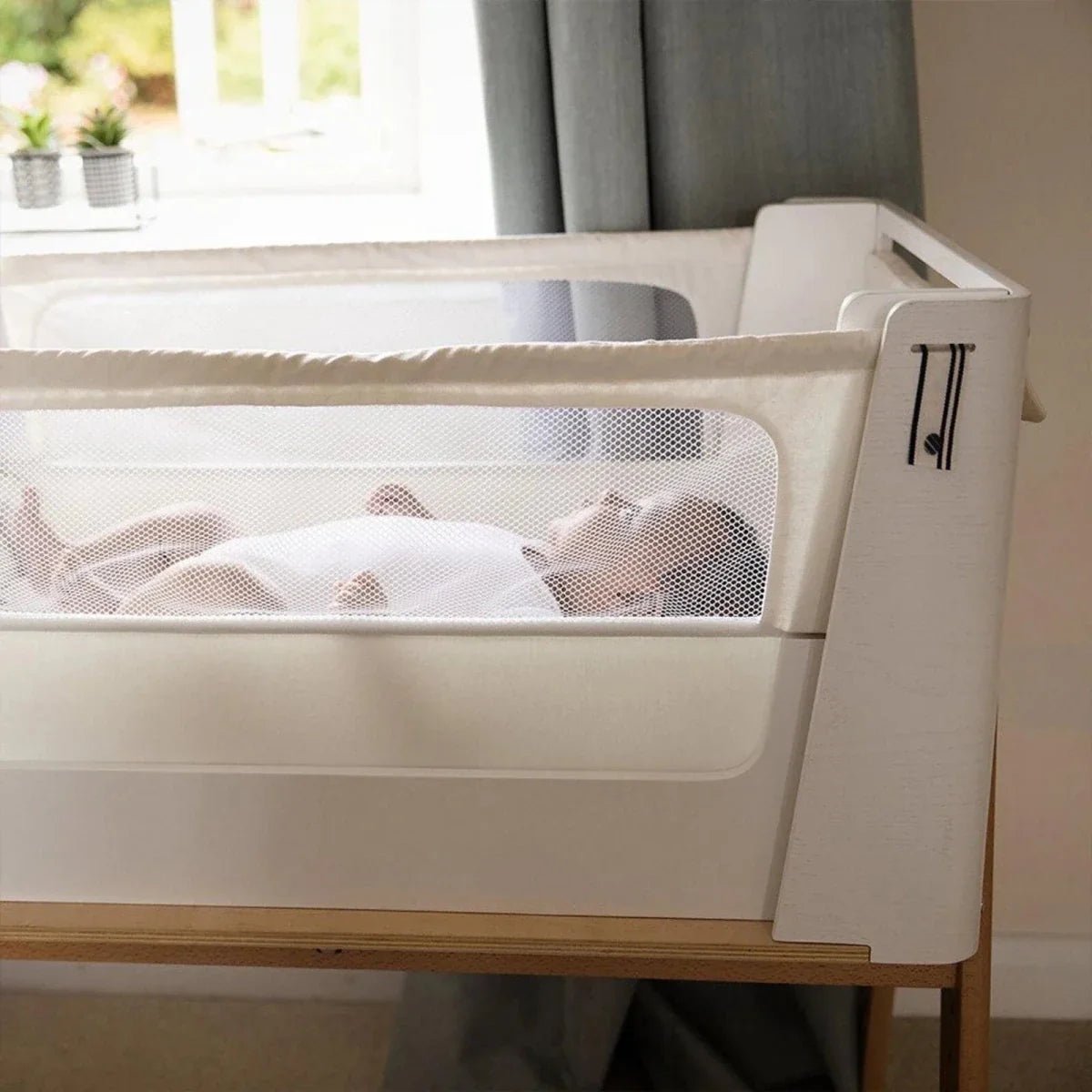 Gaia Baby Hera Bedside Crib² - White/Natural | Luxury Home Accessories | Heulog Glow