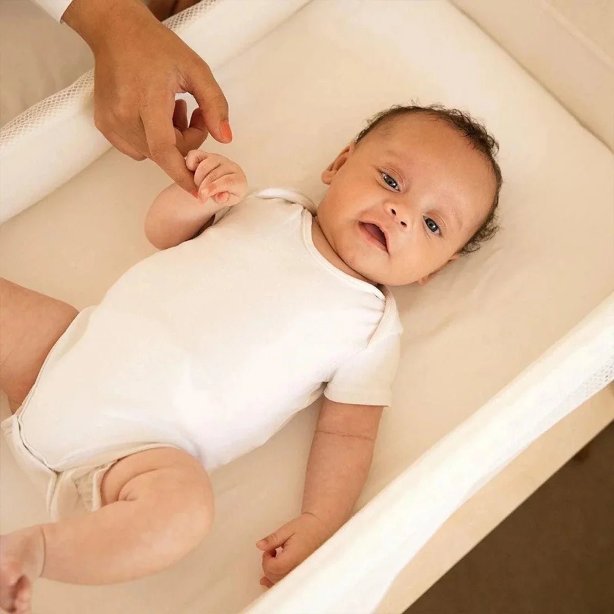 Gaia Baby Hera Bedside Crib² - White/Natural | Luxury Home Accessories | Heulog Glow