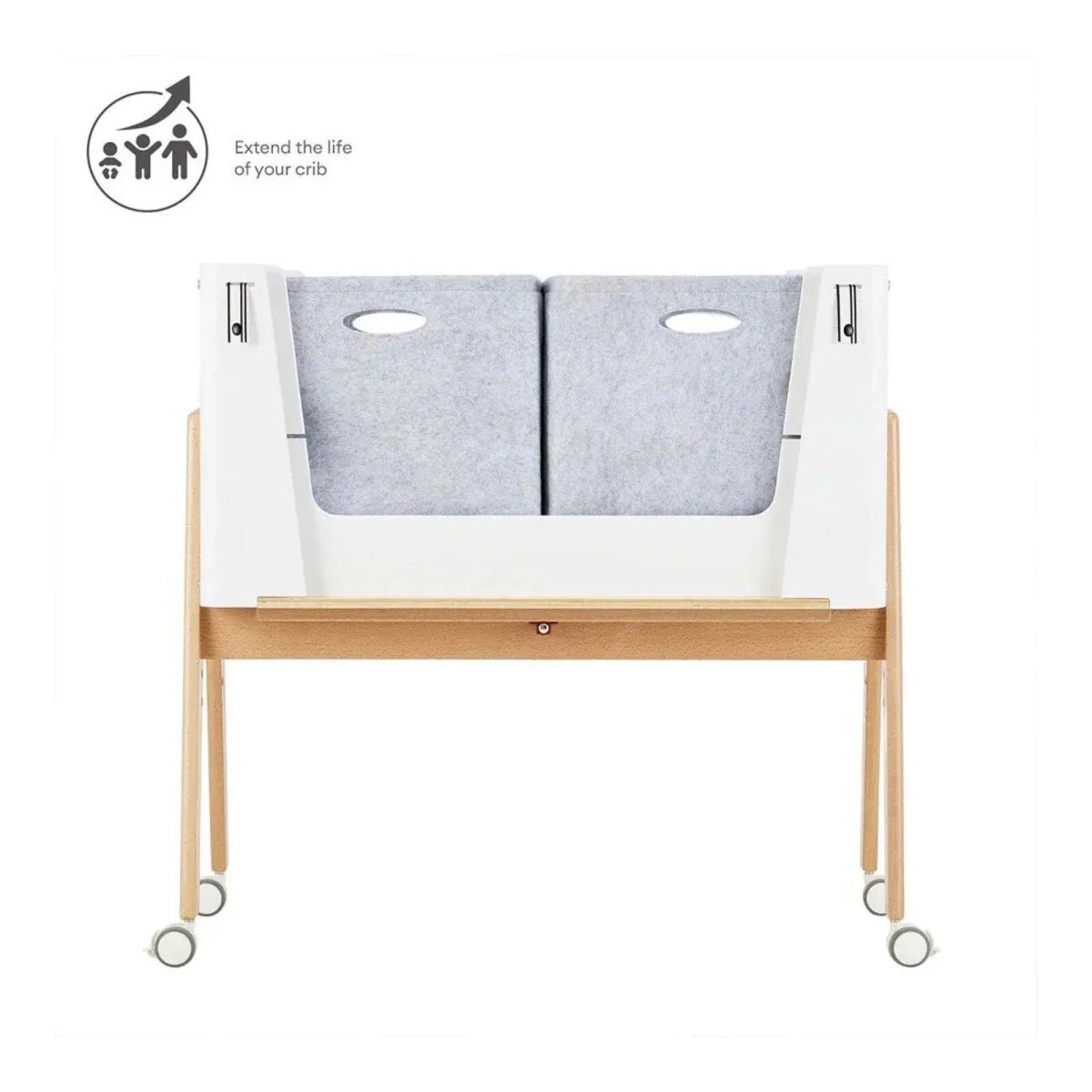 Gaia Baby Hera Bedside Crib² - White/Natural | Luxury Home Accessories | Heulog Glow
