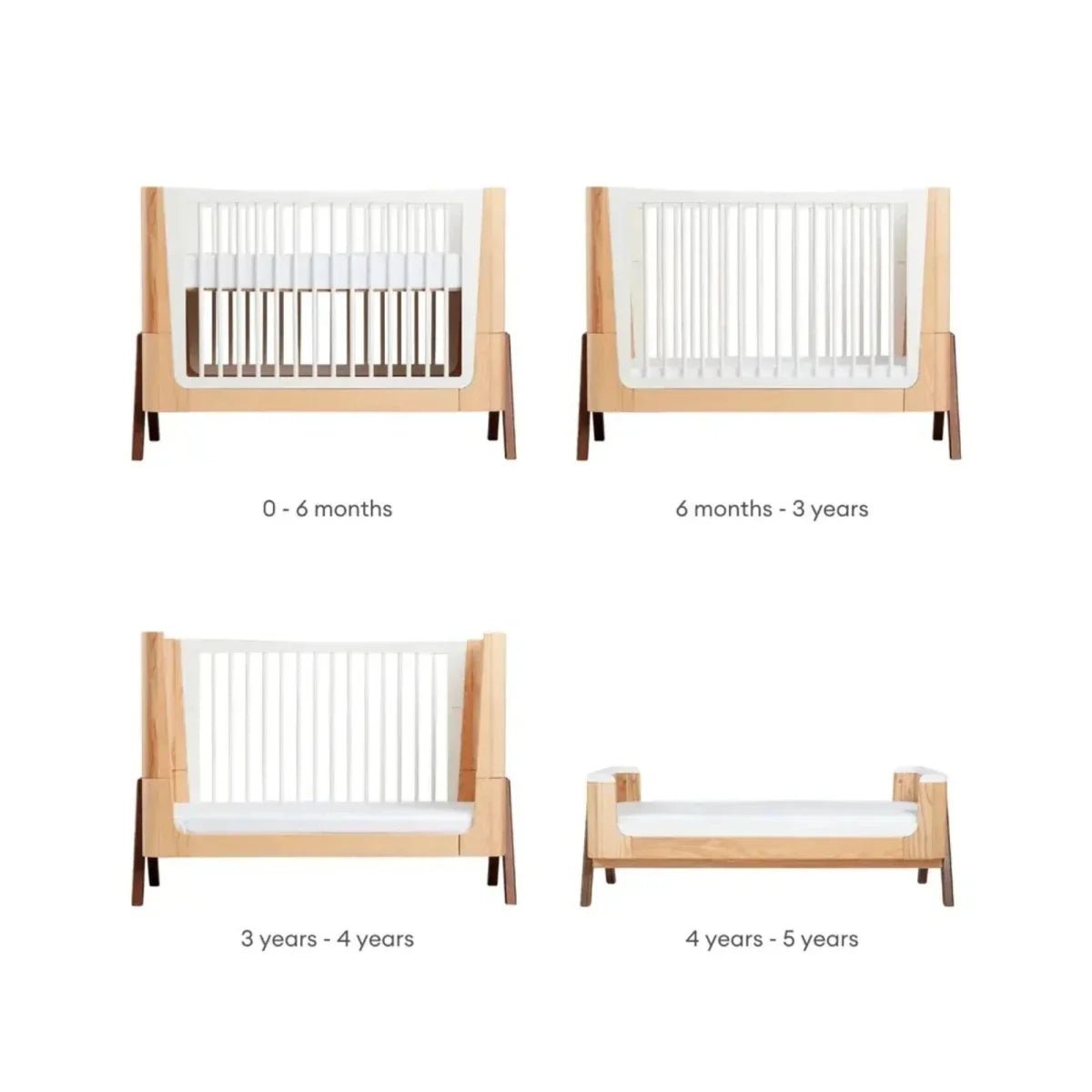 Gaia Baby Hera Convertible Cot Bed - Natural/Walnut | Luxury Home Accessories | Heulog Glow
