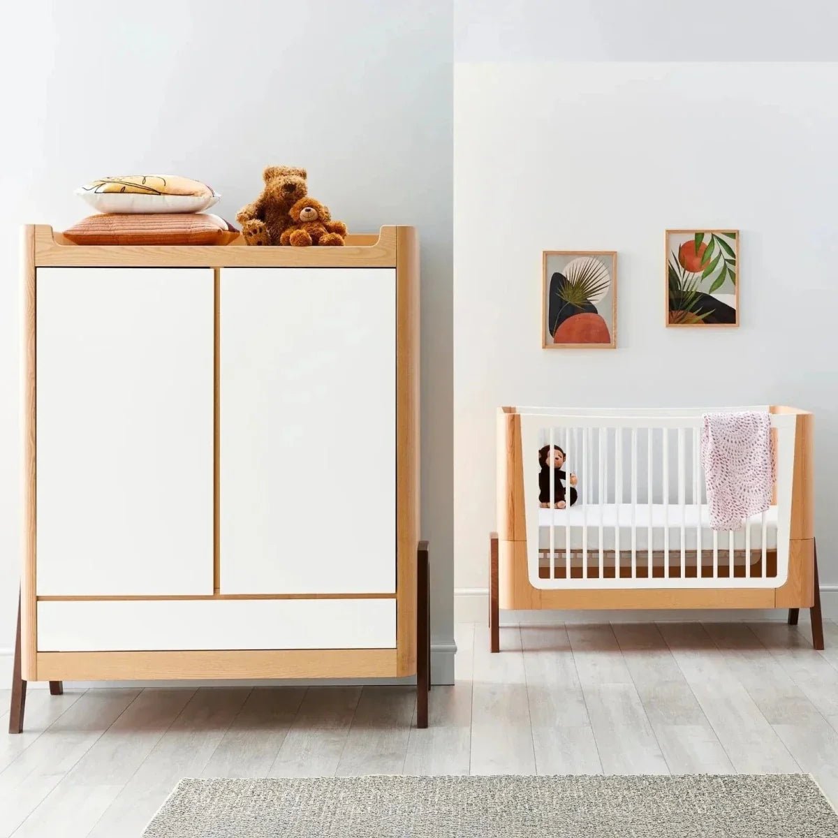 Gaia Baby Hera Convertible Cot Bed - Natural/Walnut | Luxury Home Accessories | Heulog Glow