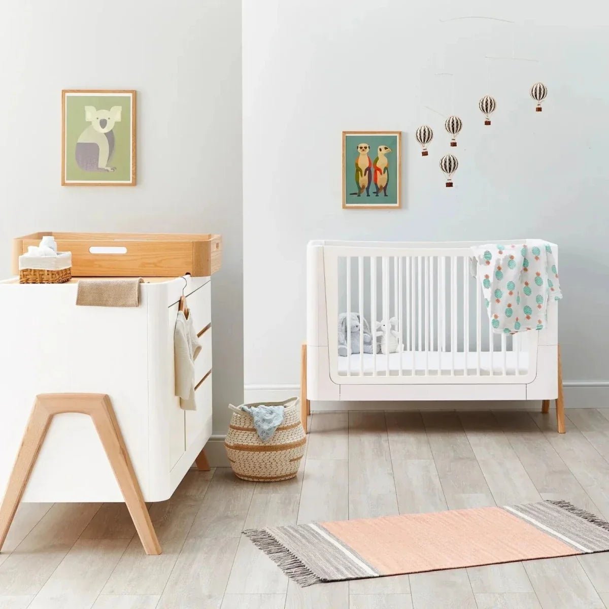 Gaia Baby Hera Convertible Cot Bed - Scandi White/Natural | Luxury Home Accessories | Heulog Glow