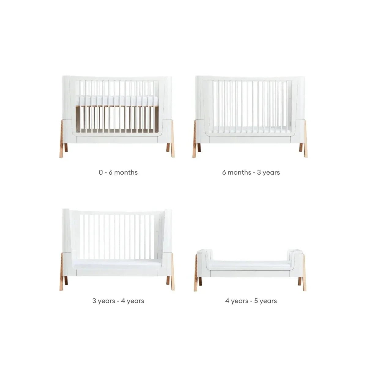 Gaia Baby Hera Convertible Cot Bed - Scandi White/Natural | Luxury Home Accessories | Heulog Glow