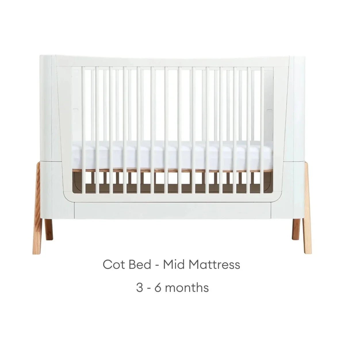 Gaia Baby Hera Convertible Cot Bed - Scandi White/Natural | Luxury Home Accessories | Heulog Glow