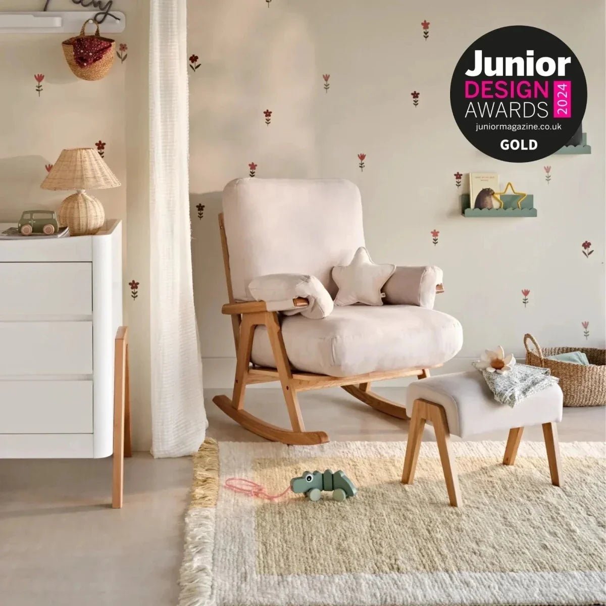 Gaia Baby Hera Rocking Chair - Natural Oak/Barley | Luxury Home Accessories | Heulog Glow